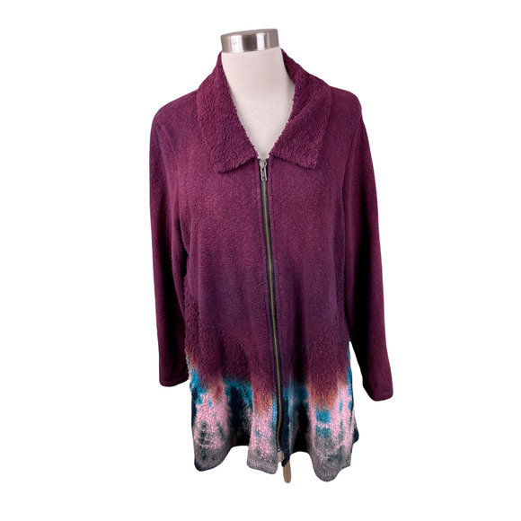 Art Of Cloth NEW L Wine Fest Adi Jacket Full Zip Nubby Watercolor Ombre - Picture 1 of 4